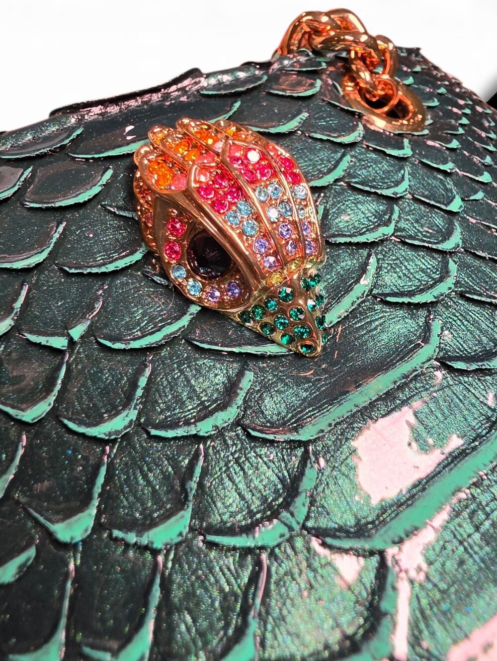 Kurt Geiger Green Snake-Embossed Crossbody Bag w/ Wallet NWT! (Retail $535) - Picture 3 of 16